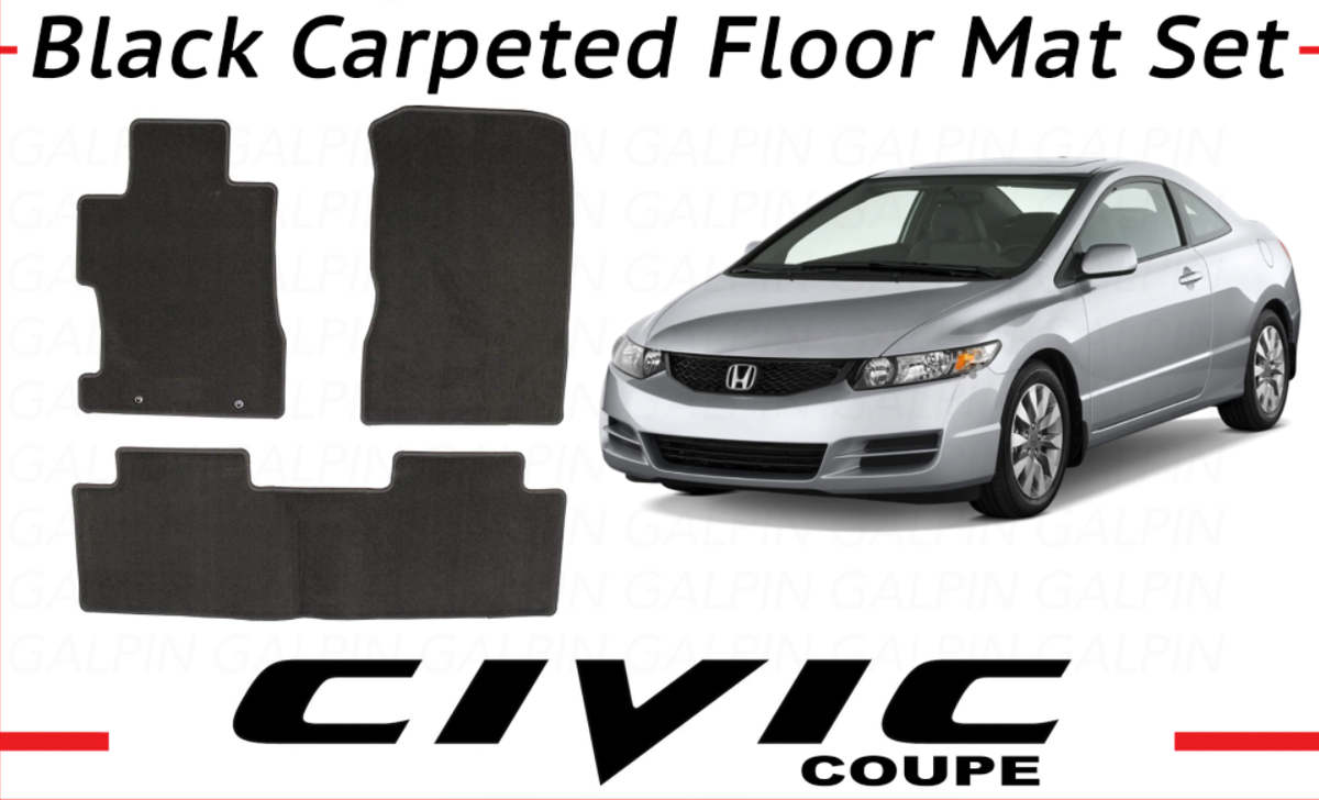 OEM Honda Civic 2Dr Coupe Black Carpeted Floor Mats 2006-2011