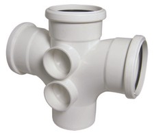 Floplast 110mm White Soil ((( Double ))) Branch Pipe Fitting