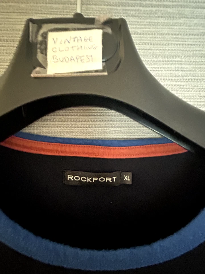 MAGLIETTA VINTAGE RETRÒ XL EXTRA LARGE UOMO ORIGINALE ROCKPORT 71 BLU SCURO - Immagine 2 di 4
