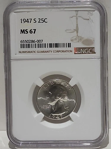 1947-S  25C WASHINGTON SILVER QUARTER  NGC MS67