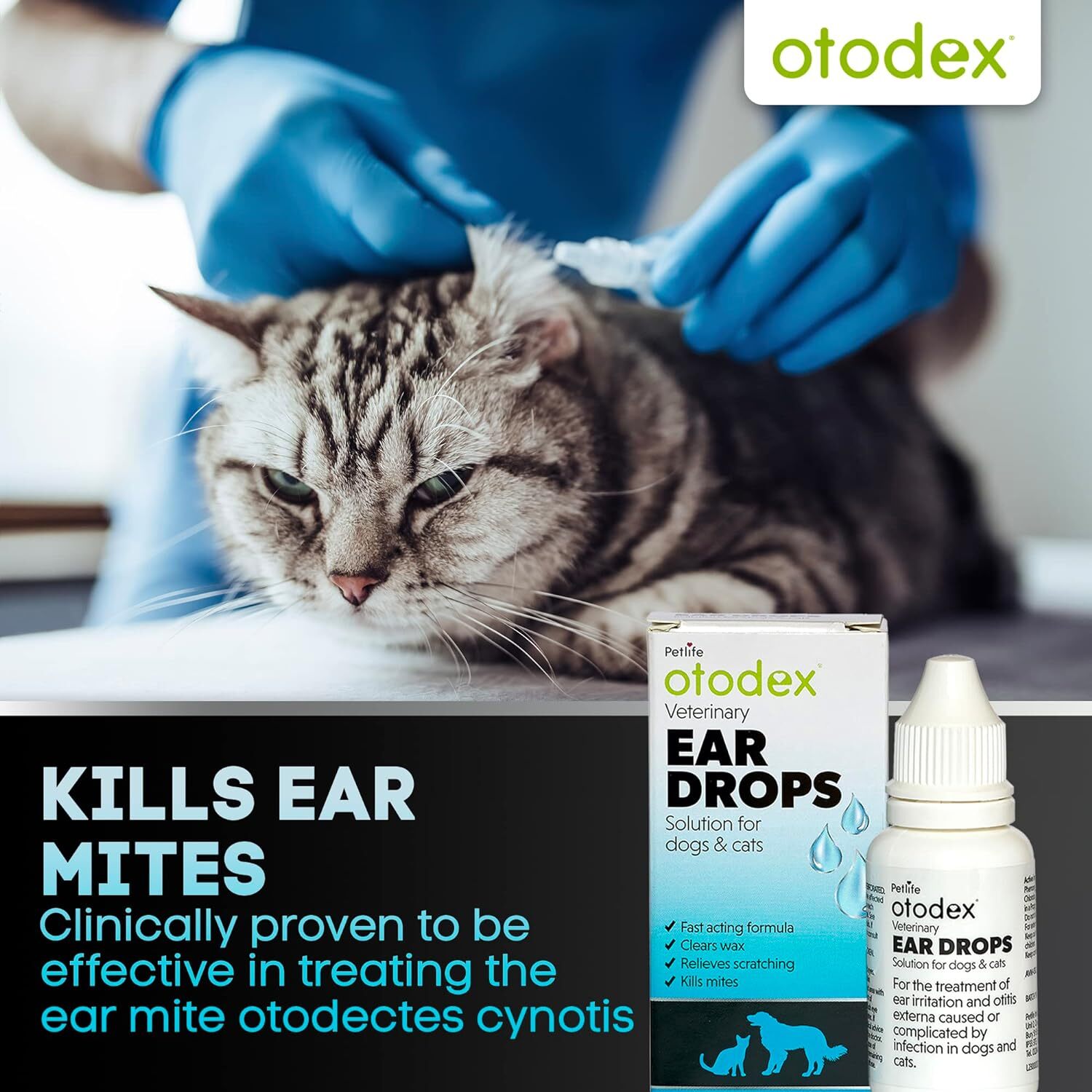 Petlife Otodex Cat Dog Pet Ear Drops Fast Acting Releif 14ml NEW