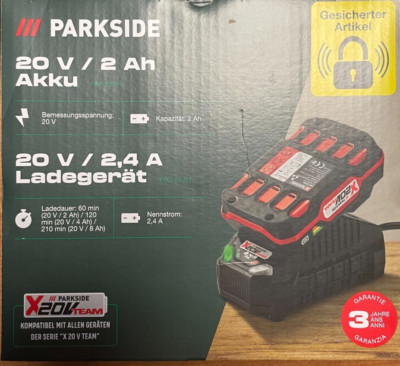 Parkside 20 V / 2 Ah Akku »PAP 20 B1 + Ladegerät 20 V / 2,4A»PLG 20 C1 neu + ovp