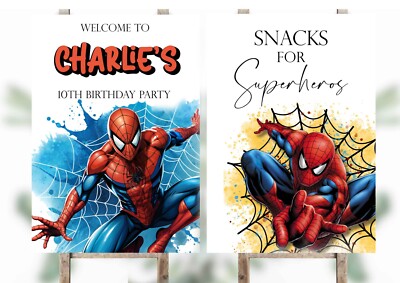 Personalisiertes Spinnenmann Willkommensschild Geburtstag Party Dekor, Tischschilder Party