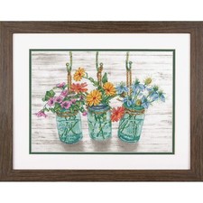 Dimensions Counted Cross Stitch Kit - Mason Jar Flowers