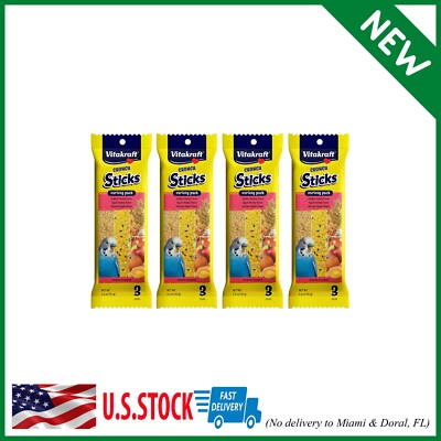 12 PACK Vitakraft Crunch Sticks Parakeet Treat - Honey, Egg, and Apple- Pet Bird