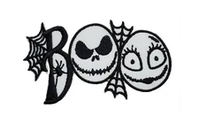 Boo Halloween Embroidered Applique Iron On Patch 3.6" x 2.0" Jack Skellington