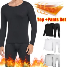 Men Thermal Underwear Long Johns Fleece Lined Warm Base Layer Set Winter Autumn