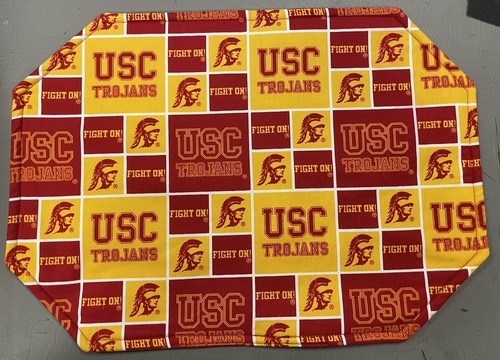 4 USC TROJANS RED GOLD COTTON PLACEMATS NEW HANDMADE - Picture 2 of 3