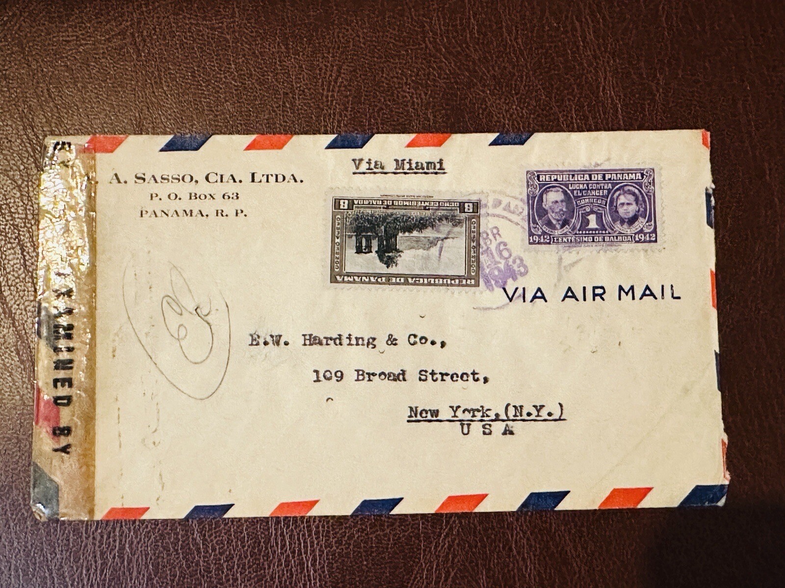 PANAMA 1943 Airmail WWII COVER TO NEW YORK USA