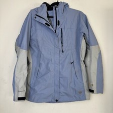 Mountain Hardwear Conduit Shell Jacket Womens Blue Gray Full Zip Hooded Outdoor