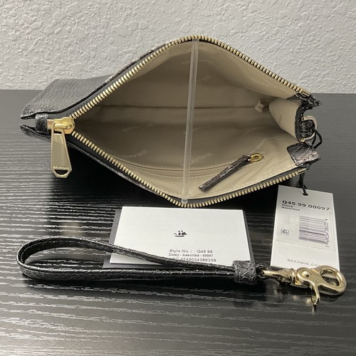 Brahmin Daisy Assorted BROWN GRAY TAUPE PYTHON Wristlet / Cosmetic Bag NWT - Picture 5 of 6