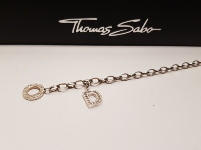THOMAS SABO Charm Anhänger für Armband 925 Silber Buchstabe D Zirkonia Pave 