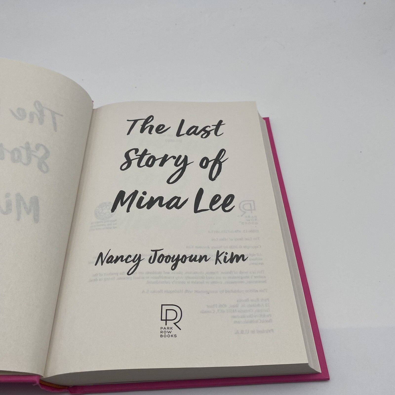 FILA The Last Story of Mina Lee Nancy Jooyoun Kim Park Row Books no dust jacket