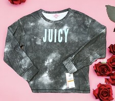 Girl's Large Size 14 Juicy By juicy Couture Sweatshirt Black Tie-Dye Top