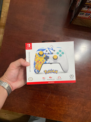   Nintendo Switch Power A Pokemon Pikachu Enhanced Wired Controller White Blue