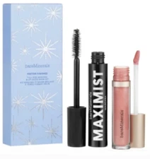 BARE MINERALS "FESTIVE FINISHES" MAXIMIST MASCARA, LIP GLOSS BOXED SET
