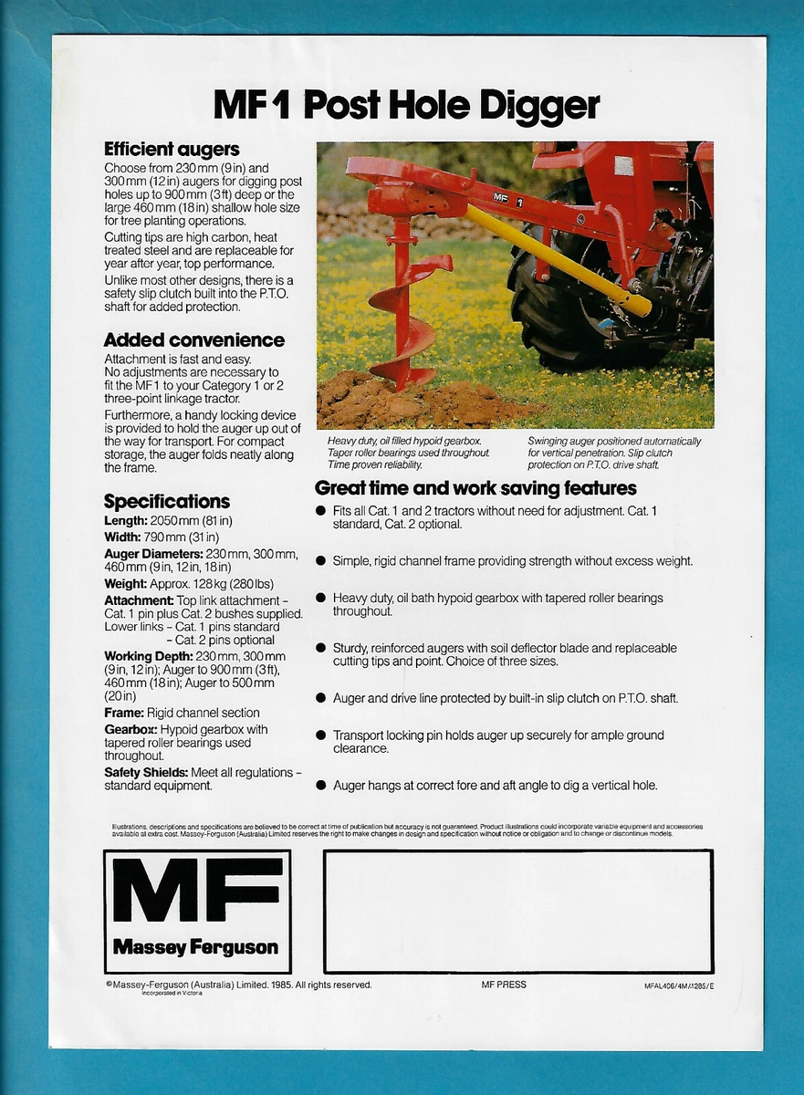 Massey ferguson post hole digger deals