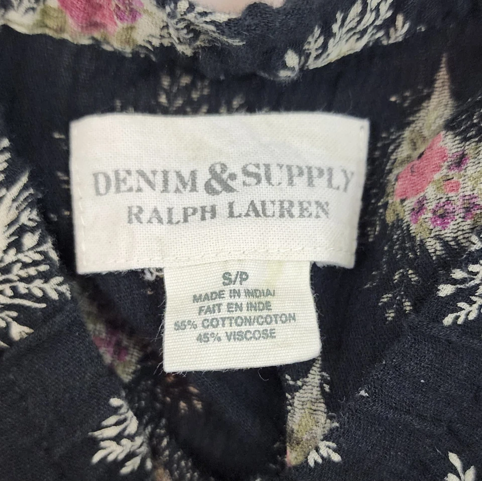 Ralph Lauren Denim & Supply Jumpsuit Womens Small Black Floral Casual Strapless - Image 3 of 4