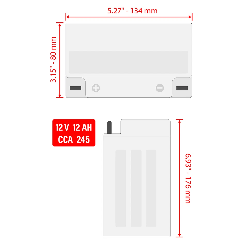 AGM Battery for Kawasaki KZ440A KZ440B KZ440D KZ440G 1980-1983 - Image 2 of 4