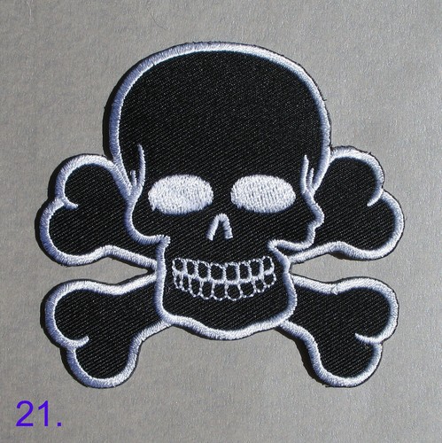 Schädel Aufbügeln Bestickter Patch Biker Kreuz Knochen Skelett Pirat Gothic Punk Rock - Bild 22 von 55