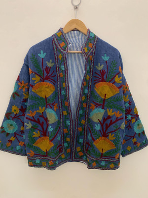 TNT Suzani Embroidery Cotton Jacket | Short Jacket | Handmade Soft Fabric Jacket