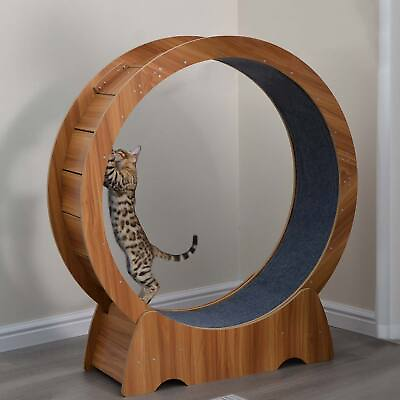 #ad RYpetmia Cat Exercise Wheel Large Wooden PVC Cat Treadmill Running Wheel Cat Toy $79.99