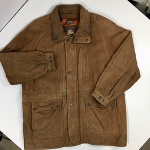 Vtg Wilsons Adventure Bound Men Brown Heavy Leather Barn Coat