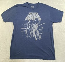 Star Wars T-Shirt Adult Large Blue Graphic Luke Leia Darth Movie Short Sleeve
