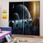 large meteorites float in space Printing 3D Blockout Curtains Fabric Window