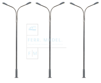 Faller 180101 - 3er Set zweiarmige Straßenlaternen kaltweiß für Spur H0 1:87