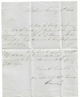 Robert Peel. Former British prime Minister 1841 1846. Hand Written Signed Letter