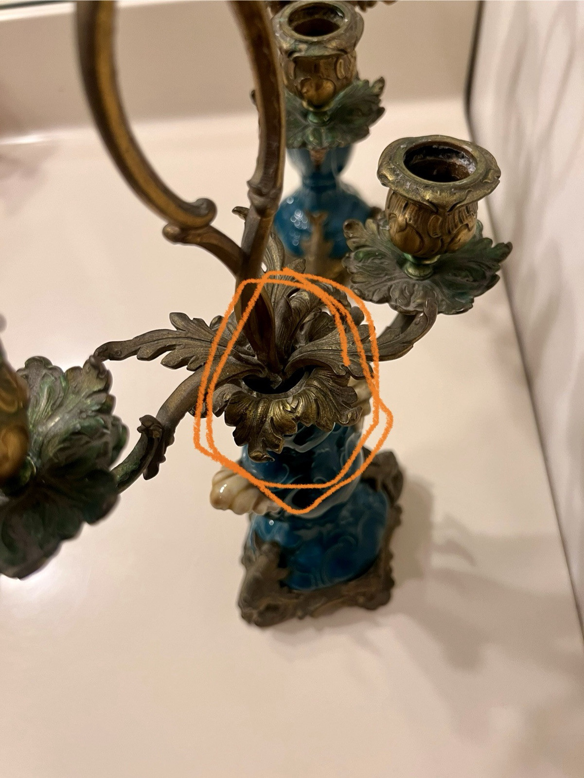 German KPM  Berlin Candelabra ! Bronze And Porcelain. Read Description !!!!  