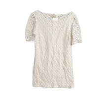 NEXT Spitzenkleid Kurzarm Baumwolle Sommerkleid Elegant Luftig Weiß Damen Gr 36