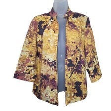 Coldwater Creek Classic Wom Sz SM 6/8 Fall Multi Floral Blazer Jacket 90s Artsy