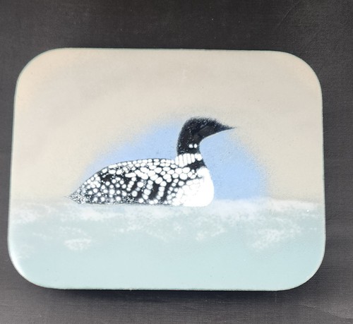 Enamel Art on Copper by B.E. Eren Loon Duck Swimming in Water VTG