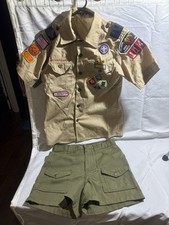 Vintage Boy Scouts Of America Uniform Shirt Size 14 Patches Short Sleeve Shorts