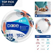 Large Paper Plates 10 Inch 86 Count Disposable Microwave Safe Soak-Proof Cut-...