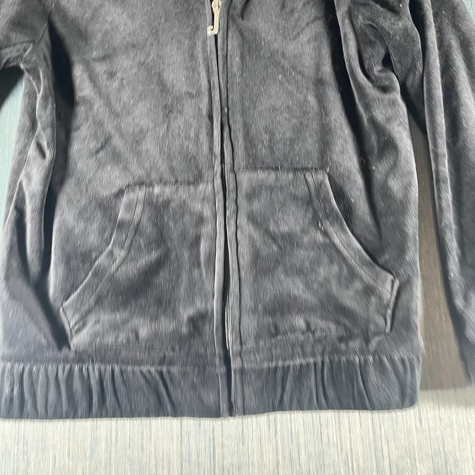 Juicy Couture Girls Jacket Size L Hooded Zip Black Velour Pockets Polyester MB - Image 3 of 4