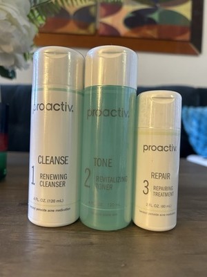 Proactiv 3-Step System Acne Treatment Set Cleanser Toner Treatment 4/4/2oz