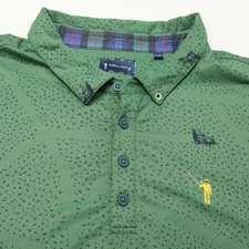 William Murray Polo Shirt Mens XL Golf Lawn Mower Print Performance Stretch