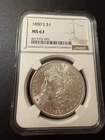 1880-S  $1  MORGAN SILVER DOLLAR  "SAN FRANCISCO"  MS63 NGC