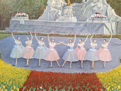 Peinture huile sur toile paysage architecture danseuse étoile, Tableau vintage - Imagen 9 de 11