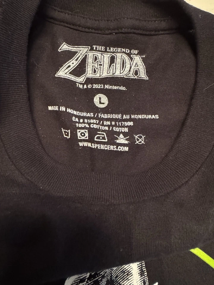 Legend Of Zelda Breath Of The Wild Size Large Black Neon Green Graphic T Shirt - Image 2 of 3