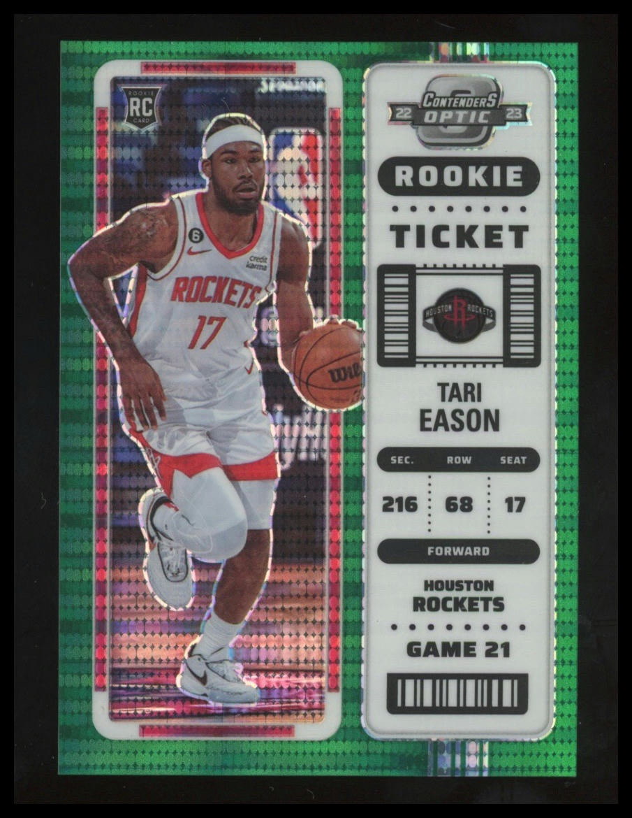 2022-23 Contenders Optic Tari Eason Green Pulsar Prizm Rookie Ticket RC #22/25