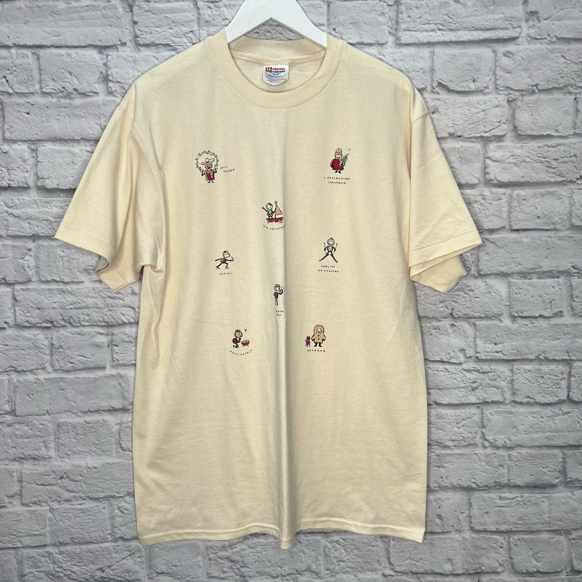 Vintage La Dee Da Michel & Co Christmas Graphic T-Shirt Size L Hanes World