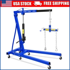 2 Ton Folding Engine Hoist Cherry Picker Shop Crane Hoist Lift 4400lbs w/ Lever