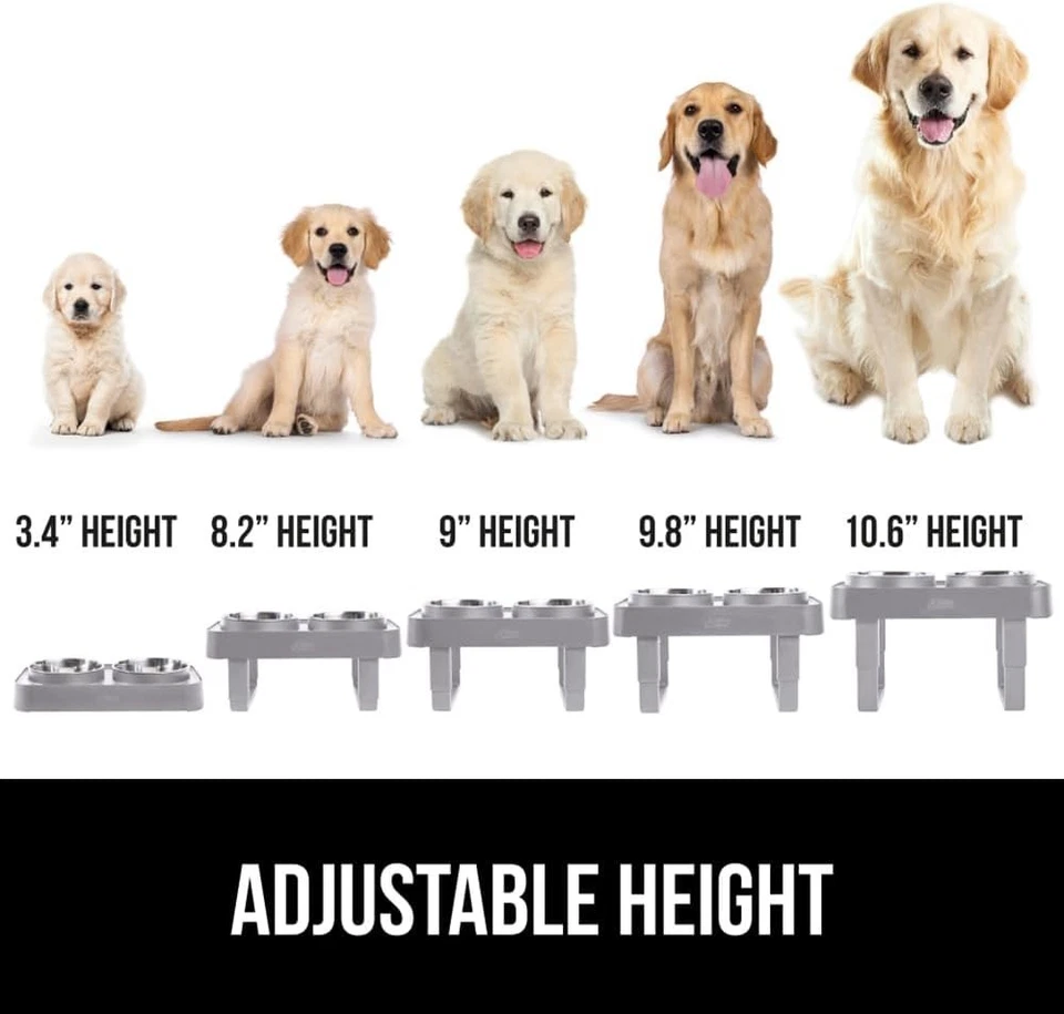 Soporte Elevado para Cuencos para Perros, Juego de 6 Tazas de Acero Inoxidable para Comida de 2, 5 Altura Ajustable Foto 3 de 4