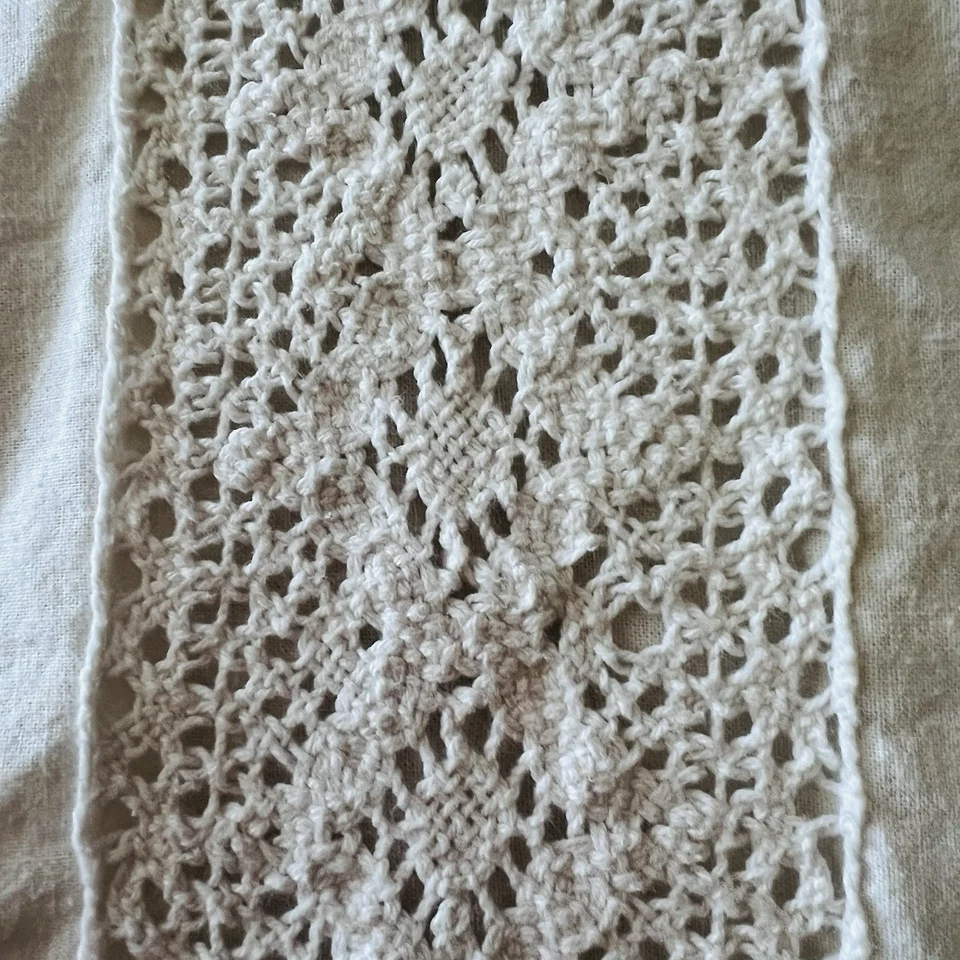Simply Shabby Chic Linen-Cotton Duvet Cover with Crochet Lace Twin Off-White - Image 4 of 4