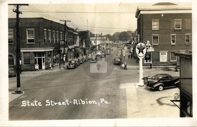 Albion PA Pennsylvania State Street View Texaco Gas RPPC Photo Postcard COPY