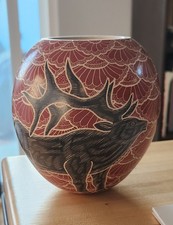 Mata Ortiz  Pottery: 2 Elk Design by Heri Mora 4.5